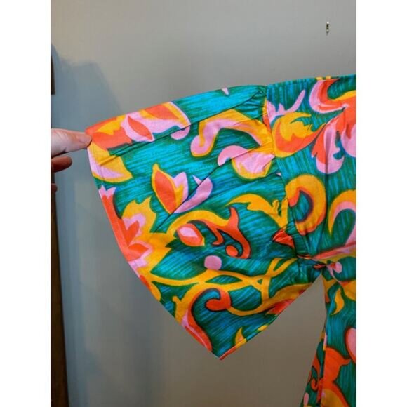 shift dress mod 1960's floral wide sleeve flower power - Picture 5 of 7